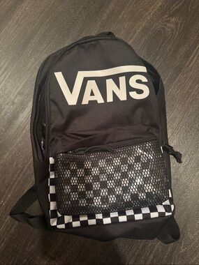 Vans Black and White Logo Checkerboard Backpack